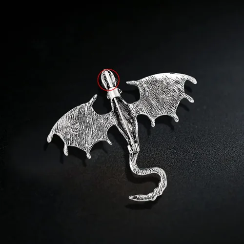 Vista 5 de Broche de dragón esmaltado vintage punk dragón animal broche dominante dragón volador personalidad ropa sombrero bolsa accesorios para hombres
