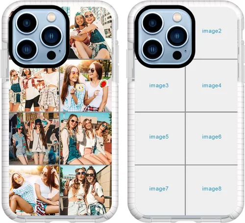 Vista 14 de Funda de teléfono personalizada para iPhone 13 Pro, funda personalizada de fotos de collage de múltiples imágenes, resistente a los arañazos, a