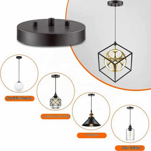Vista 7 de Qc Kit de toldo de luz de techo, 6 pulgadas, placa de cubierta de lámpara para tapa de araña o luz colgante, placa de cubierta de luz de techo