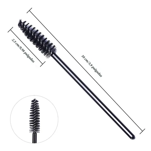 Vista 2 de GUMIKE - 100 piezas de cepillos desechables para pestañas y maquillaje, para extensión de pestañas y cejas (negro)