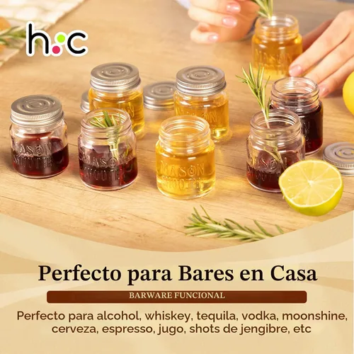 Vista 4 de Hayley Cherie - Frascos de vidrio pequeños con tapa, frascos pequeños para tragos, de 2 onzas, 8