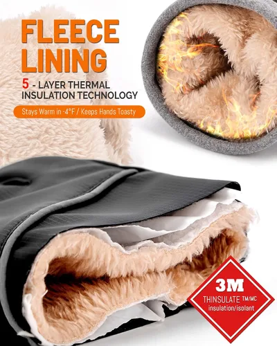 Vista 2 de Guantes de invierno para hombres y mujeres, impermeables, cálidos, guantes de esquí para clima frío, resistentes al viento, guantes de pantalla