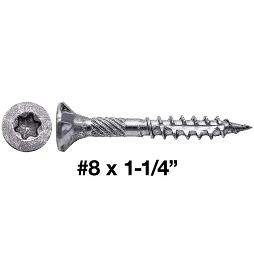 Vista 35 de 8 x 1 revestimiento exterior recubierto de bronce, tornillo de madera multiusos compatible con ACQ, cabeza plana Torx/Star Drive de 1 libra, 288