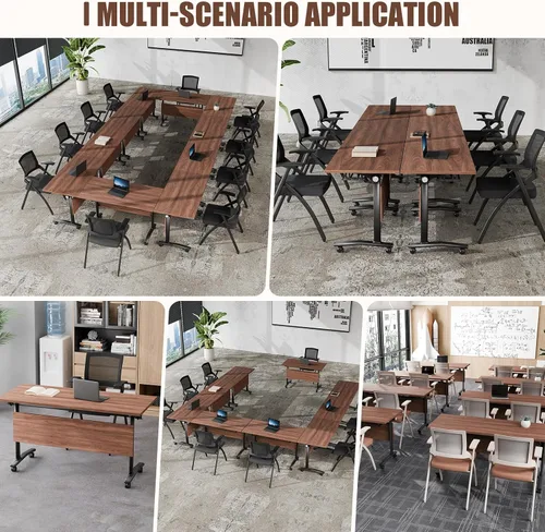 Vista 7 de Mesa de conferencias plegable, mesa de sala de conferencias con ruedas, mesa de conferencias plegable modular, mesas de reuniones de entrenamiento
