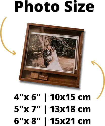 Vista 2 de Caja de fotos personalizada de madera USB Flash Drive con tapa deslizante, caja de fotos de boda personalizada, caja de almacenamiento de madera