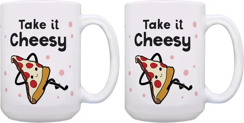 Vista 9 de Taza divertida con temática de pizza, taza de café de cerámica con asa de 11 onzas, color blanco Ceramic Coffee Mug With Handle, Microwave and