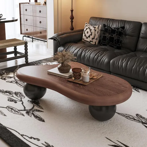Vista 22 de Mesa de centro irregular moderna de 40 pulgadas, mesa de centro única de nube para sala de estar, mesas centrales bajas y lindas con 4 patas