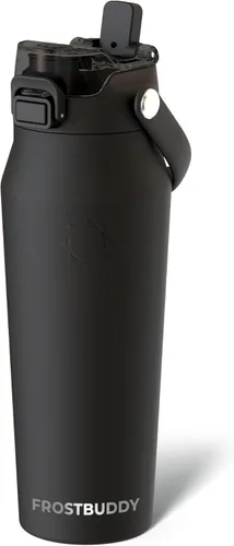 Vista 56 de Frost Buddy botella de agua aislada de 32 onzas con pajilla y tapa para beber Acero inoxidable a prueba de fugas 24 horas de frío Resistente