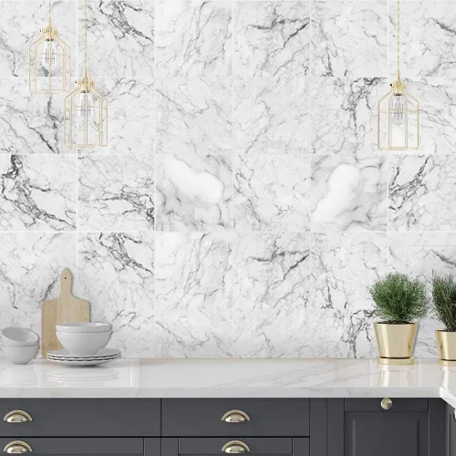 Vista 18 de Alwayspon 10 calcomanías de transferencia de azulejos de vinilo con efecto mármol, 6 x 6 pulgadas, calcomanías autoadhesivas para decoración de baño
