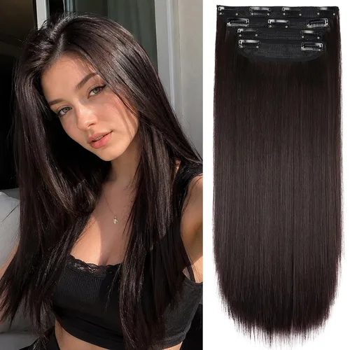 Vista 30 de Extensiones de cabello lacio con clip, suaves y gruesas (20 pulgadas, 4 unidades, 16H613#)