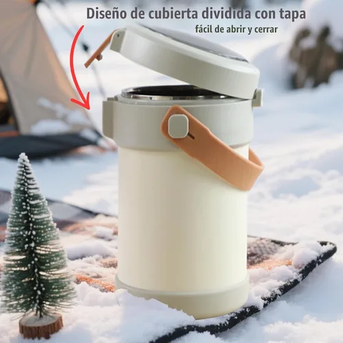 Vista 7 de Termo de 67 oz/2L para comida caliente, termo de sopa aislado al vacío de acero inoxidable 304, lonchera térmica a prueba de fugas con 3 cajas Bento