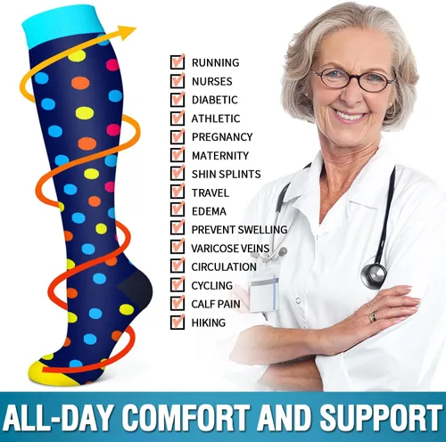 Vista 55 de Bluemaple 6 Pack Copper Compression Socks for Women and Men Circulation-Best Support for Medical, Running,Nursing,Athletic