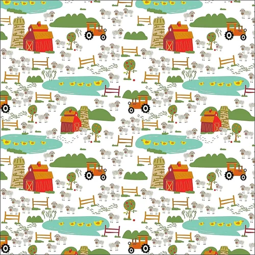 Vista 5 de Stesha Party Papel de regalo Granja Rojo Granero - Plegado plano 30 x 20 pulgadas, 3 hojas