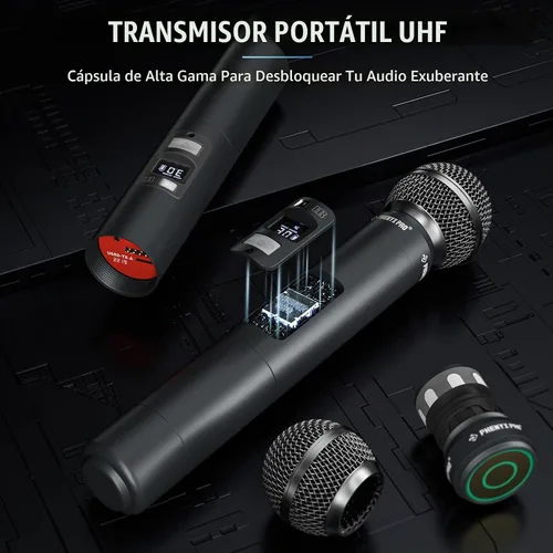 Vista 3 de Phenyx Pro Micrófono inalámbrico profesional, micrófono dinámico UHF, micrófono inalámbrico de metal, micrófono de mano
