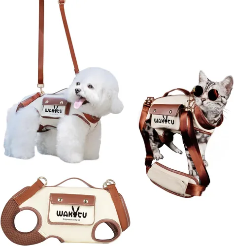 Vista 18 de Wakytu Arnés de elevación para perro, arnés VES ajustable para perro, correa ajustable para perro con bolsa pequeña para golosinas para cachorros