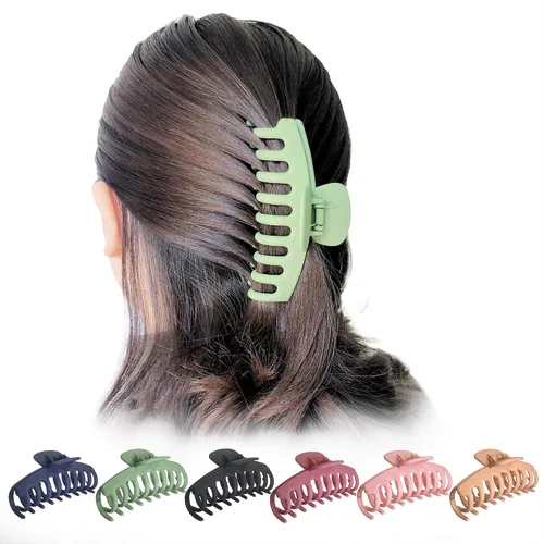 Vista 4 de OWIIZI Pinza para el cabello, 4.3 pulgadas, mate, grande, antideslizante, para cola de caballo, pinza de sujeción fuerte, pinzas de plátano
