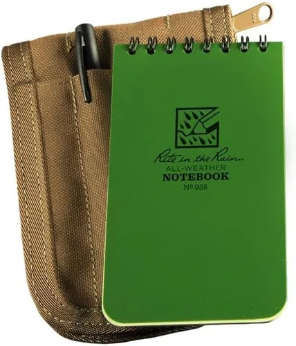 Vista 14 de Rite in the Rain All-Weather - Kit de cuaderno con espiral en parte superior de 3 x 5", funda de tela CORDURA, cuaderno amarillo y bolígrafo