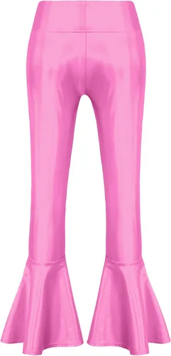 Vista 4 de Pantalones acampanados metálicos brillantes para niñas y niños, con lentejuelas, con volantes, para danza, yoga, leggings