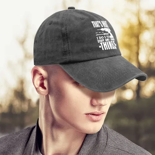 Vista 4 de Sombreros para papá That's What i do i fix Stuff and i Know Things Dad Hats, divertida gorra de béisbol para mujer
