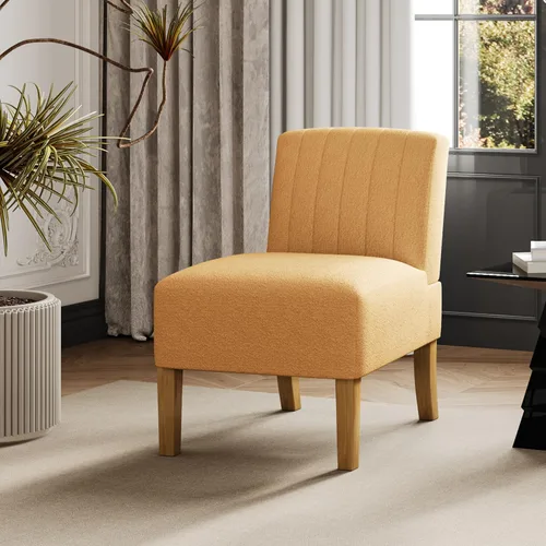 Vista 21 de VIRRMO Sillas de Acento sin Brazos para Sala de Estar, Silla Slipper Moderna Sillas de Sala de Estar con Patas de Madera Sólida, Silla de Tocador