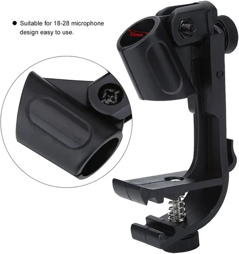 Vista 2 de Watris Veiyi Soporte de clip de micrófono de tambor, 4 piezas de soporte de abrazadera de montaje de micrófono de tambor ajustable, accesorios