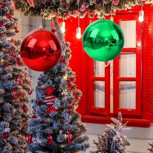 Vista 6 de Zubebe 4 piezas de adornos de bolas de Navidad extra grandes de 8" (200 mm) bolas gigantes sobredimensionadas de plástico de grado comercial