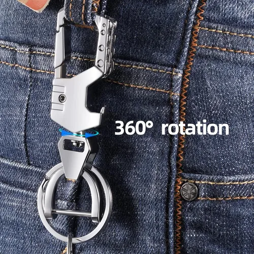 Vista 3 de Heavy Duty Keychain Opener with 2 Keyrings Car Keychains, Multifunctional Toolbox for Men and Women Car Keychains