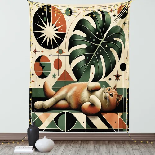 Vista 81 de Ambesonne Tapiz de hongos, atmósfera psicodélica, escena astral estrellada con motivos orientales trippy, decoración de tela para colgar en la pared