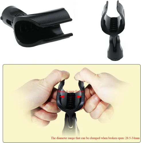 Vista 5 de Soporte universal para micrófono Soporte de micrófono para soporte Soporte de micrófono ajustable de 1.12-1.77 pulgadas para micrófonos de mano