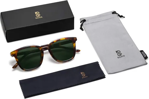 Vista 6 de SOJOS Gafas de sol polarizadas para mujeres y hombres, estilo clásico vintage SJ2155