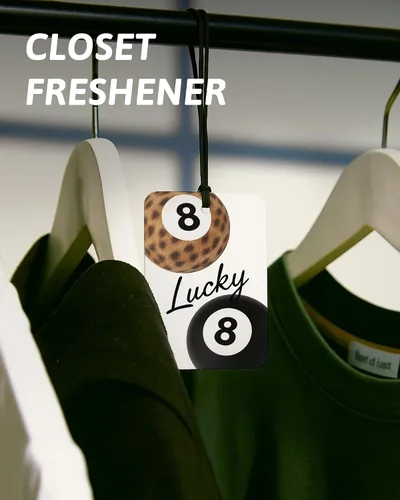 Vista 5 de Ambientador de coche de 8 bolas con estampado de leopardo de moda, 6 unidades, retro coqueta, guepardo, póquer, ambientador colgante para bar
