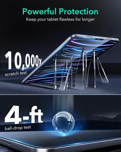 Vista 7 de ESR Protector de pantalla para iPad Pro de 11 pulgadas (2022/2021/2020/2018), protector de pantalla para iPad Air 5/4, película de vidrio templado