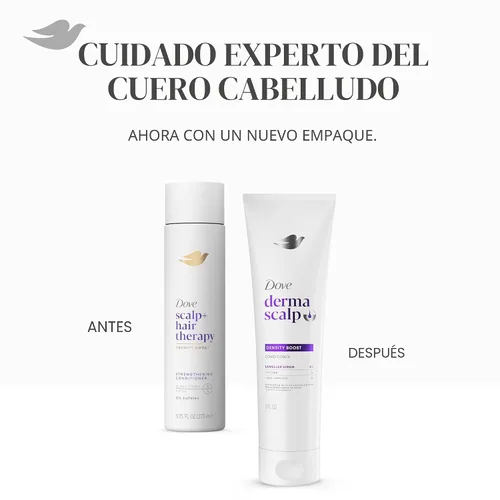 Vista 7 de Dove Acondicionador Derma Scalp Density Boost 1 unidad con suero laminar, glicerina y zinc + péptidos para la pérdida de cabello y rotura 9 oz