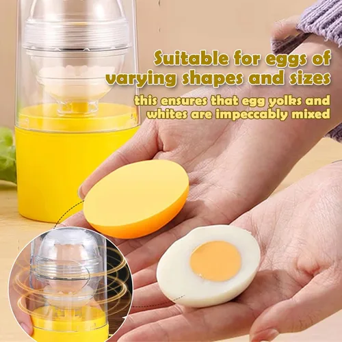 Vista 7 de Horoper Mezclador de huevos, batidor de huevos dorados a mano con cuerda de tracción, mezclador de huevos blancos y yema de huevos, herramienta