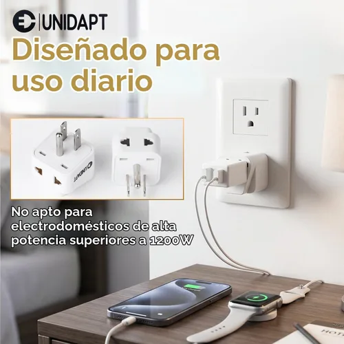 Vista 7 de Adaptador de viaje de Reino Unido a EE. UU., adaptador de enchufe de India a EE. UU., Adaptadores Unidapt para EE. UU., 2 unidades, convertidor