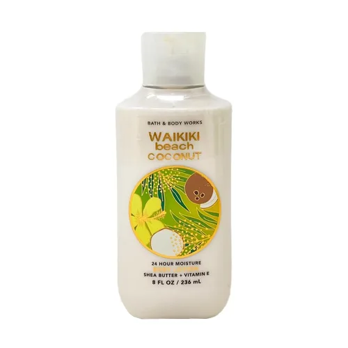 Vista 4 de Bath & Body Works Waikiki Beach Coconut - Juego de 3 piezas, crema corporal, gel de ducha, loción corporal, con jabón cremoso en barra de rosas