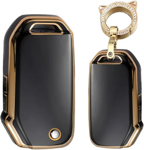 Vista 6 de Funda plegable para llave Kia Forte Cerato Soft TPU llavero llavero caja accesorios protector 3 botón, B-Negro