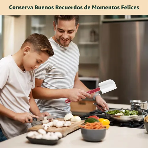 Vista 6 de 6 espátulas de silicona de alta temperatura, espátula de goma resistente al calor, raspador de silicona comercial con mango para cocina, cocina