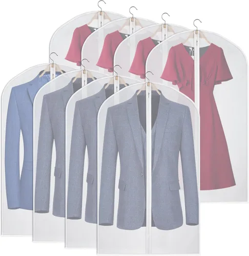 Vista 14 de Fundas para Hombros para Colgar Ropa (Juego de 10) Fundas Transpirables Antipolvo para Prendas Protectores de Ropa para Closet con Fuelle de 2