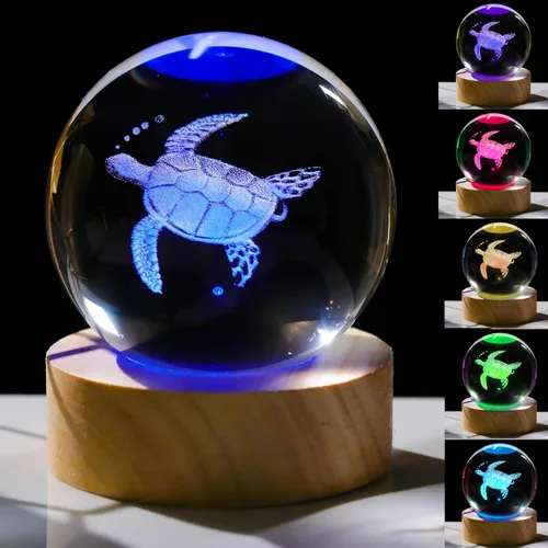 Vista 21 de Regalos de Tortuga Marina 3D para Mujeres, Bola de Cristal de 60mm - Figuras de Tortuga Marina Decoración de Vidrio Animales Figurina Decoración