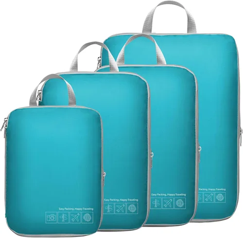 Vista 20 de Cambond - Cubos de compresión para viajes de mujer - Bolsas de viaje expandibles, organizadores de equipaje, esenciales de viaje, cubos de 01 Sandía
