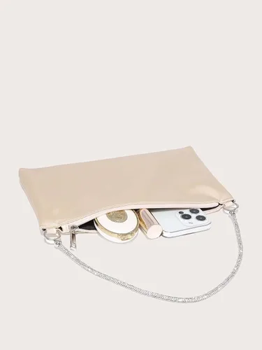 Vista 3 de Floerns Bolso cuadrado de satén con diamantes de imitación para mujer, bolso de noche para fiesta de graduación