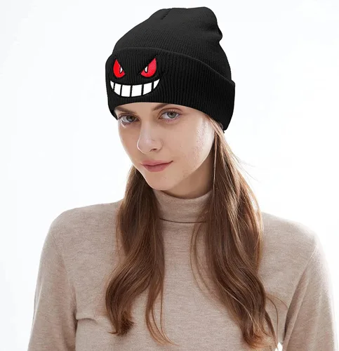 Vista 3 de NEECS Gorros de anime para hombres y mujeres, cálidos y elásticos con puños bordados