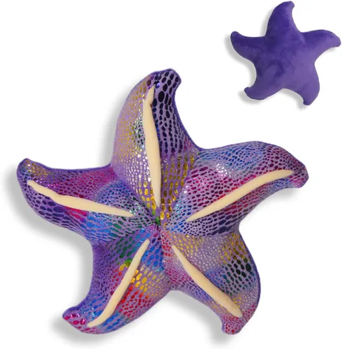 Vista 8 de Juguete de peluche de estrella de mar, animales marinos, animales marinos, linda decoración de habitación de playa y océano costero