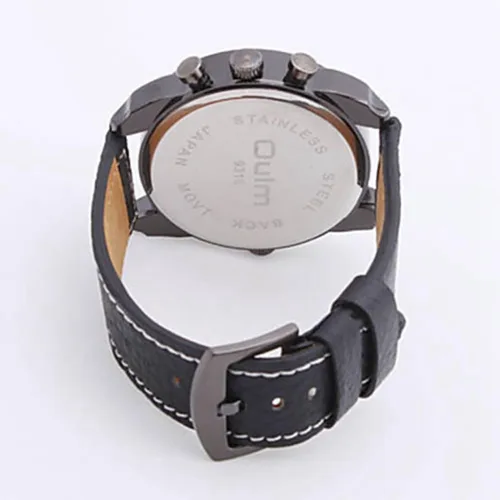 Vista 4 de Soleasy WTH1001 - Reloj de pulsera de cuarzo para hombre, estilo militar, 2 zonas horarias, color negro