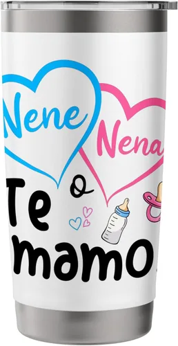 Vista 3 de Nene o Nena Te Amamos Spanish Mexican Gender Reveal - Vaso aislado de acero inoxidable a juego Blanco