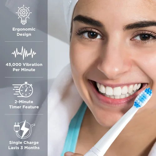 Vista 6 de Pop Sonic Cepillo de dientes USB Charge Anywhere (verde) - Cepillo de dientes recargable con hasta 40,000 trazos de cepillo/Minuto-Cerdas de nailon
