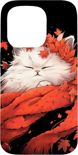 Vista 14 de Persian Cat Kitten Autumn Fall Leaves Thanksgiving Case for iPhone 16