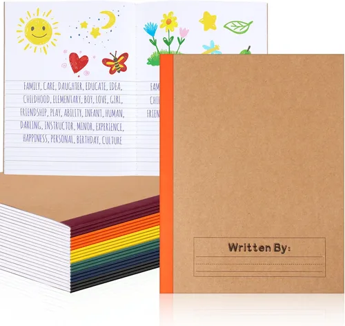 Vista 26 de Henoyso Paquete de 5 cuadernos de composición primaria, 9-3/4 x 7-1/2 pulgadas, diario primario para niños, cuaderno de escritura K-2 para niños