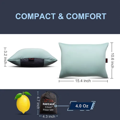 Vista 3 de X-Foam - Almohada inflable para acampar con funda de espuma extraíble, cómoda, lavable, ultraligera, portátil, con soporte lumbar para el cuello